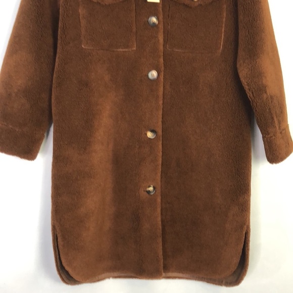 REBECCA MINKOFF Harper Teddy Bear Wool Coat Chocolate Brown Size M - Picture 6 of 14